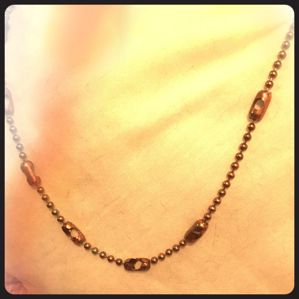 Copper Plated Beaded Chain Handmade Necklace 29”L